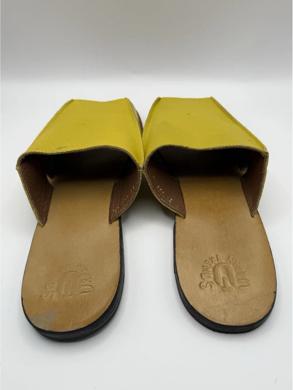 LOT of 2 Urban Trends Leather Sandals Slides Men Sz  12 Red Yellow Leather India